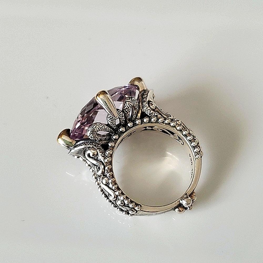 BARBARA BIXBY AMETHYST Hidden Enamel FLOWER Ring - Picture 2 of 10
